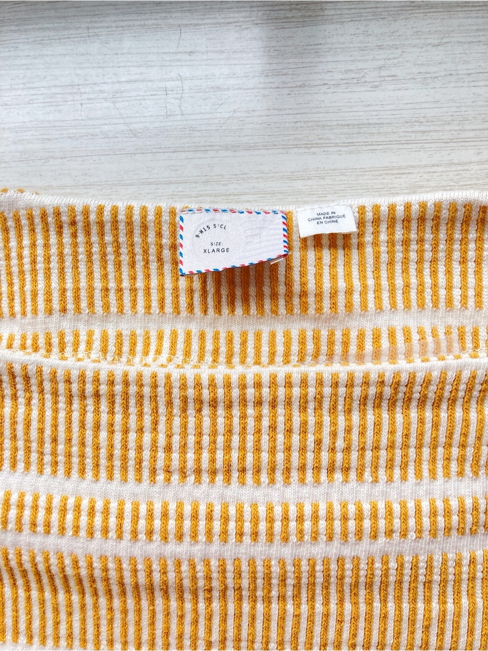 ANTHROPOLOGIE POSTMARK | Mustard Yellow Striped Knit Top | Size XL - Picture 12 of 12